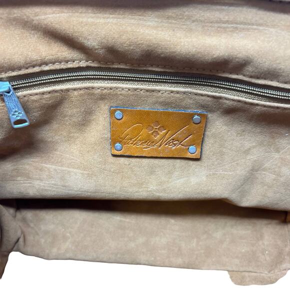 Patricia Nash Gracchi Tooled Leather Brown Teal Frame Satchel Handbag - Picture 5 of 8